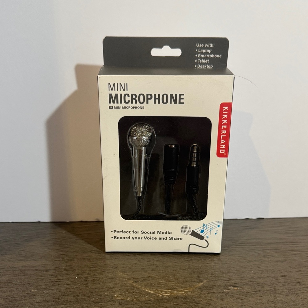 Mini Karaoke Microphone Smartphone Laptop Desktop NEW in Box Silver Kikkerland